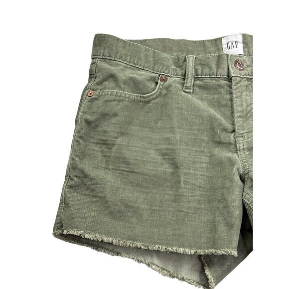 Gap Womens Corduroy Frayed Cut Off Raw Hem Shorts Size 6 Olive Green - Picture 2 of 7